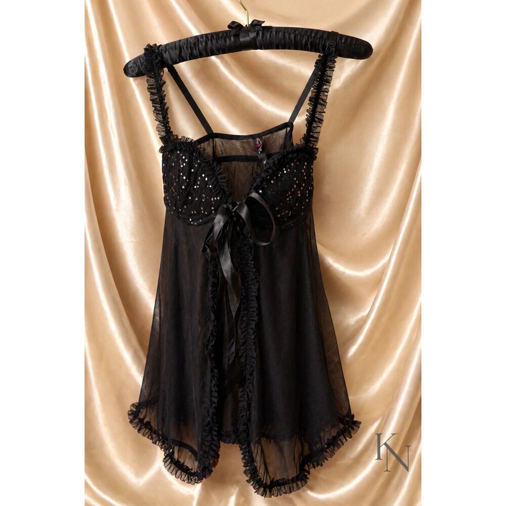 Victoria’s Secret Sexy Little Things Black Sheer Babydoll | 36B